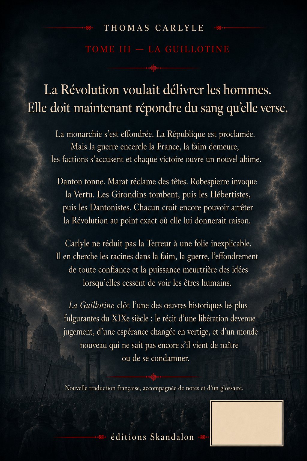 Quatrième de couverture de Histoire de la Révolution française — Volume III — La Guillotine
